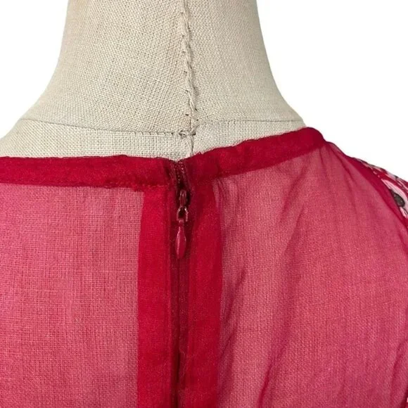 Final Sale! Kalki women's jumpsuit red white beaded flowy long sleeve back zip s - Picture 9 of 9